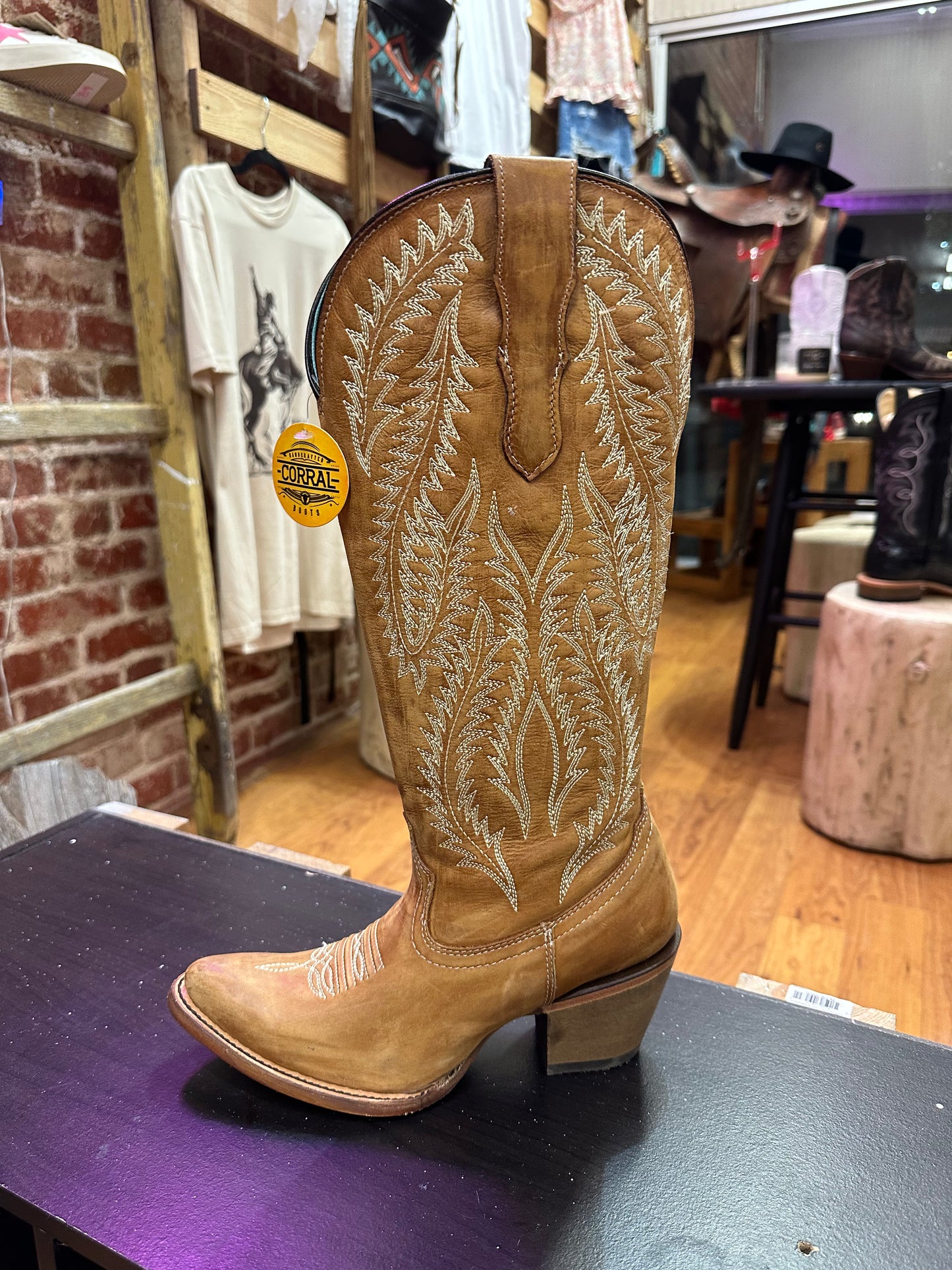 Embroidery Tan Boot