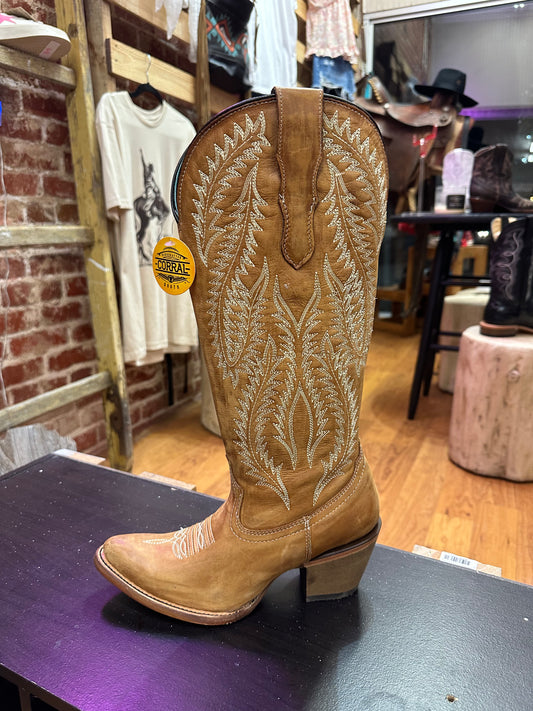 Embroidery Tan Boot